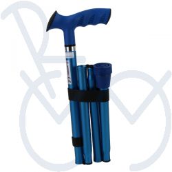 Gehstock faltbar blauer TPR-Griff Aluminium 82-92cm.