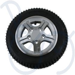 Wheel assembly 3.00-8 Pneumatic black with silver rim (while stocks last)