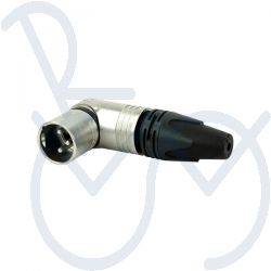 Connector XLR, 3pole plug, cable mount, right angle