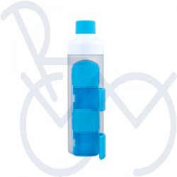 Water bottle with pill box blue